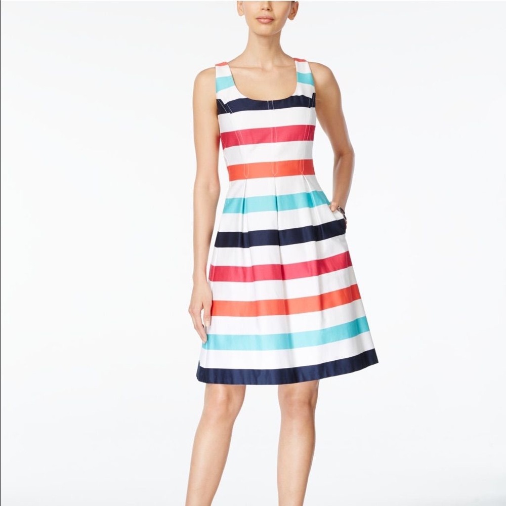Nine West Striped fit and flare dress